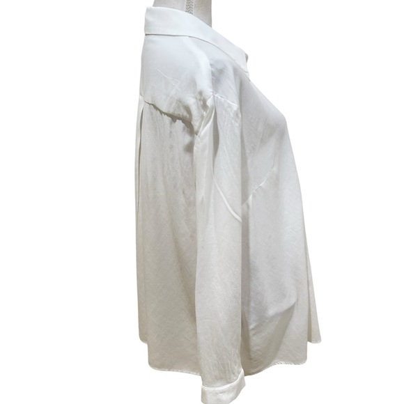 Princess Polly white oversized button down rayon shirt size 6 - Picture 5 of 9
